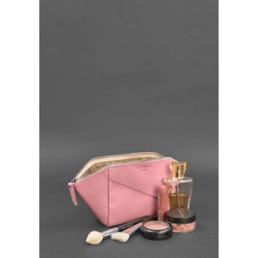 Жіноча рожева шкіряна косметичка Краст