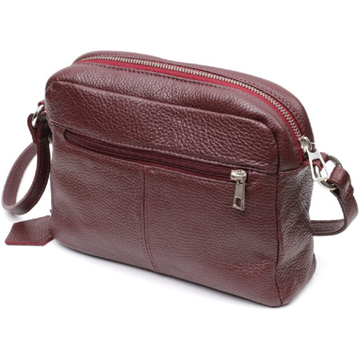 Яскрава сумка жіноча крос-боді з натуральної шкіри GRANDE PELLE 11653 Бордовий