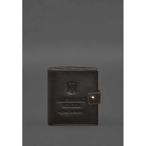 Шкіряна обкладинка-портмоне для військового квитка офіцера запасу (широкий документ) Темно-коричневий