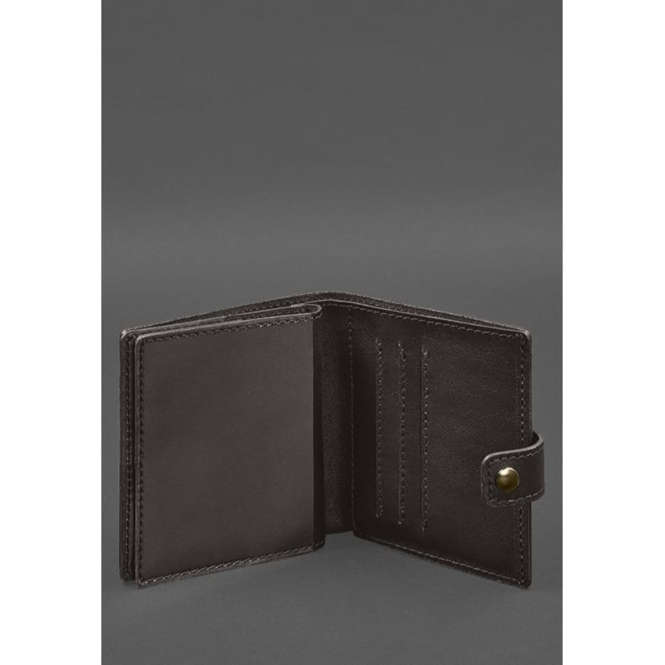 Шкіряна обкладинка-портмоне для військового квитка офіцера запасу (широкий документ) Темно-коричневий