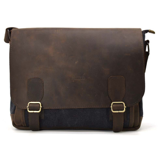 Чоловіча шкіряна сумка через плече з канвасу та шкіри TARWA, RCG-6045-3md