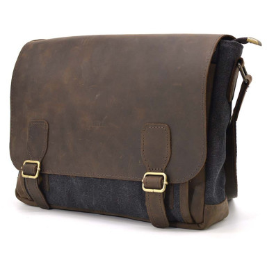 Mens leather crossbody bag made of canvas and leather TARWA, RCG-6045-3md