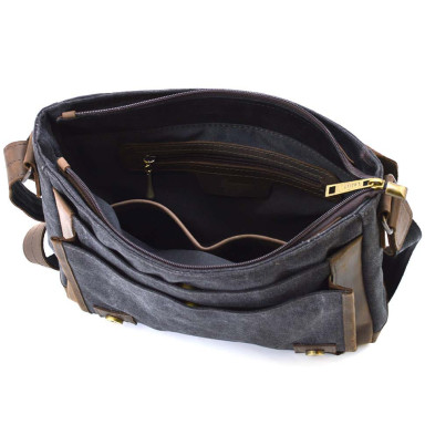 Mens leather crossbody bag made of canvas and leather TARWA, RCG-6045-3md