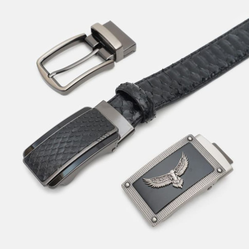 Ремінь чоловічий з шкіри пітона Sergio Torri 7-006 160 см Чорний