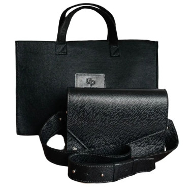 Womens leather shoulder bag Grande Pelle 770710 with oblique flap, black