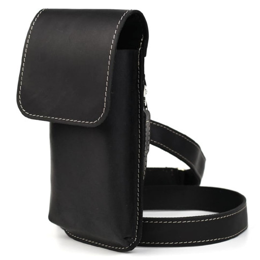 Шкіряна сумка чохол на пояс або через плече чорна TARWA RA-2093-3md