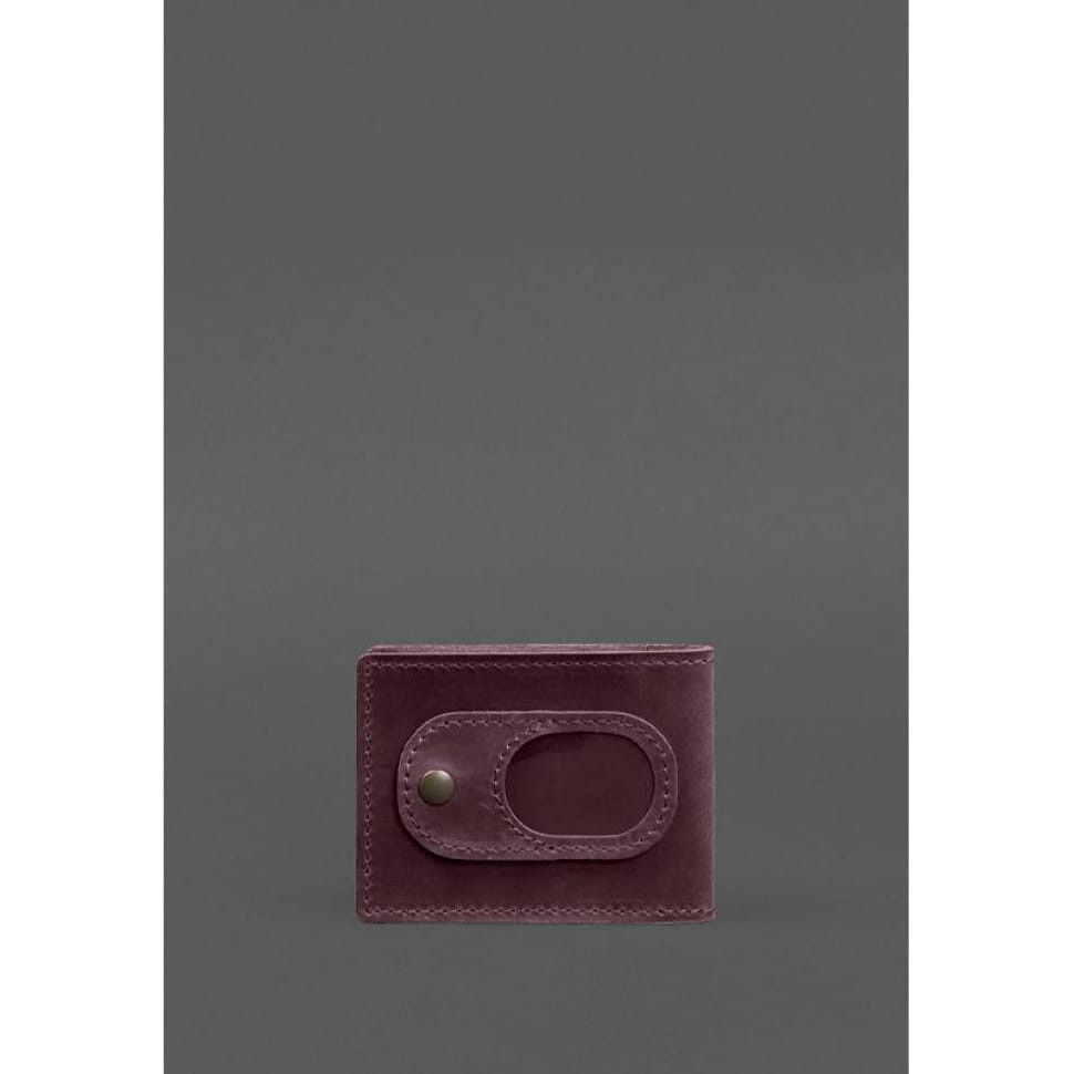 Шкіряна обкладинка для посвідчення учасника бойових дій (УБД) із кишенею для жетону бордова Crazy Horse