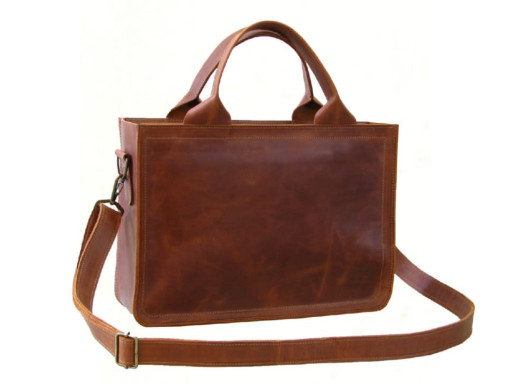 Шкіряна сумка для документів BGS коньячна BGS3202