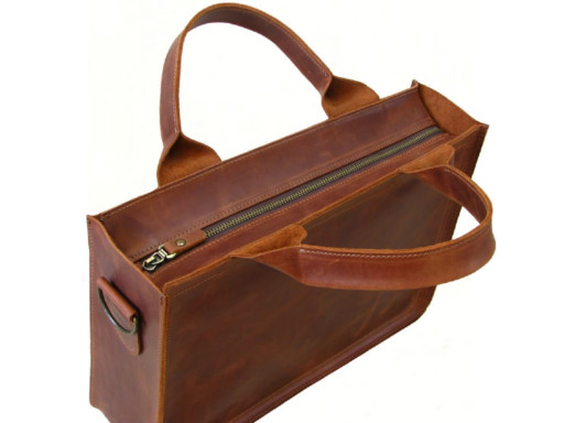 Шкіряна сумка для документів BGS коньячна BGS3202