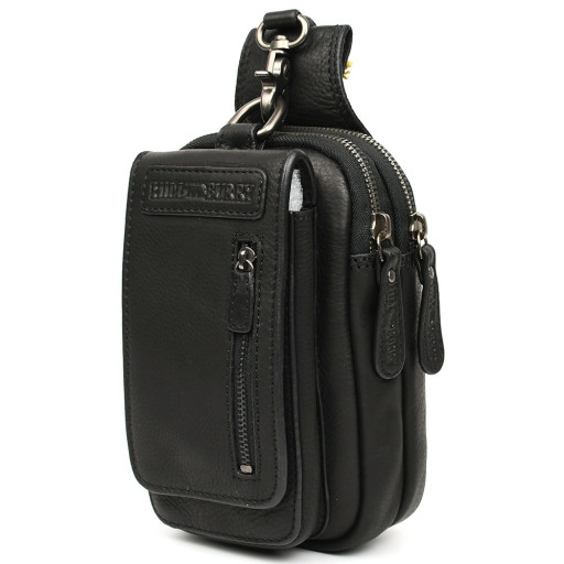 Шкіряна сумка чохол, через плече Hill Burry HB100A чорна