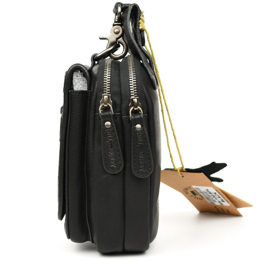 Шкіряна сумка чохол, через плече Hill Burry HB100A чорна