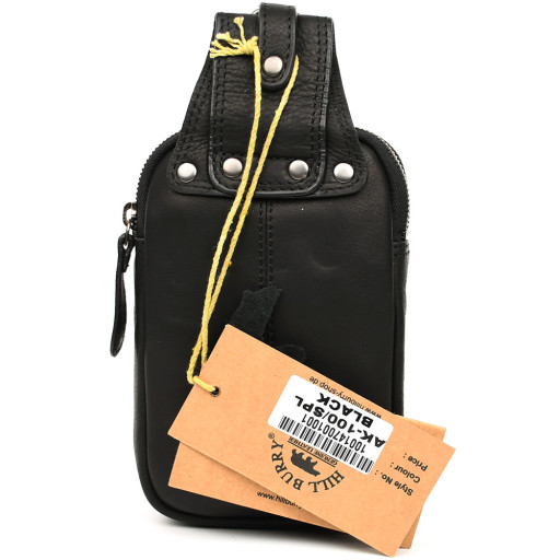 Шкіряна сумка чохол, через плече Hill Burry HB100A чорна