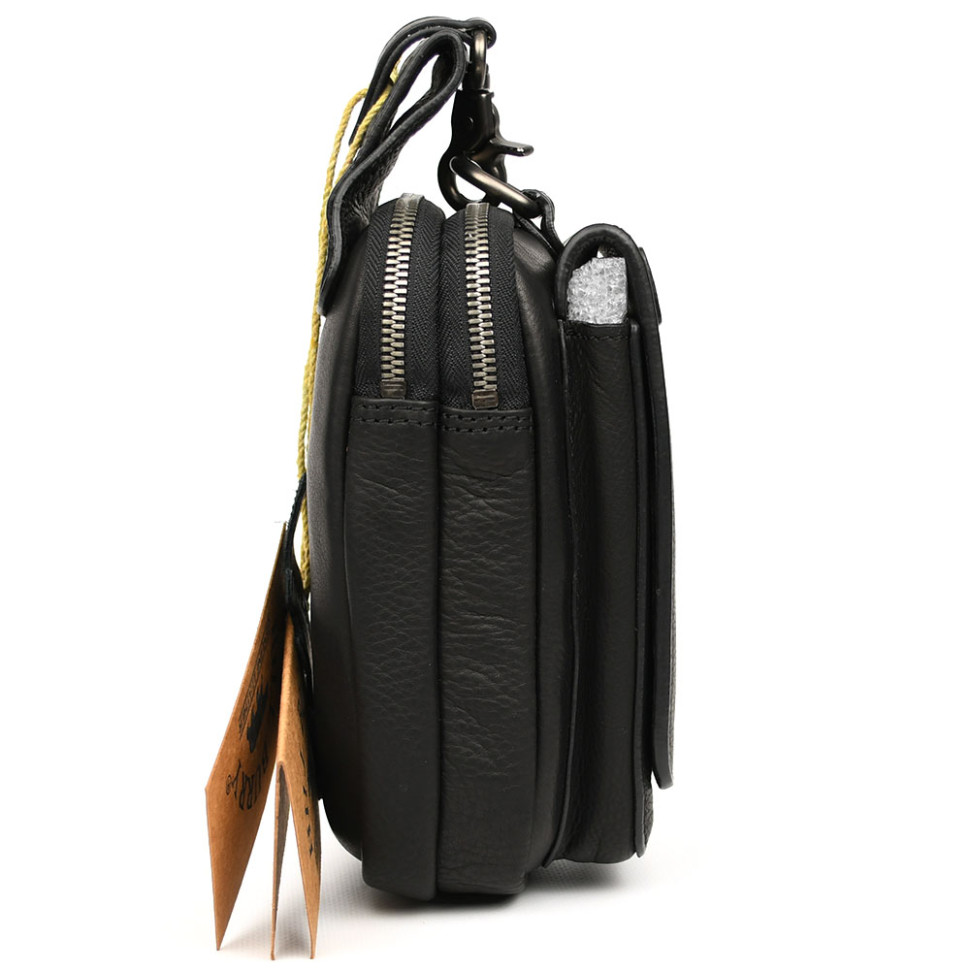 Шкіряна сумка чохол, через плече Hill Burry HB100A чорна