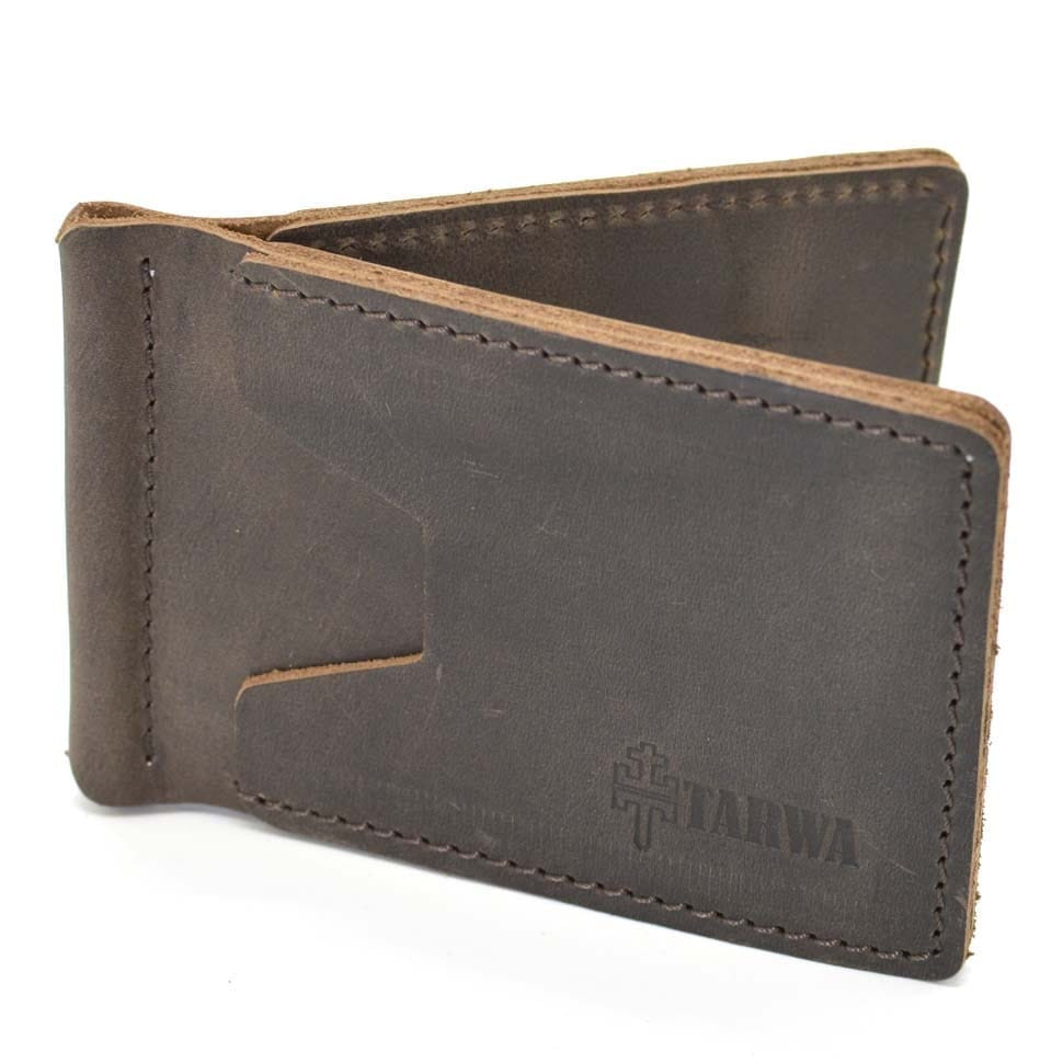 Leather money clip handmade brown RCc-hold-001 TARWA