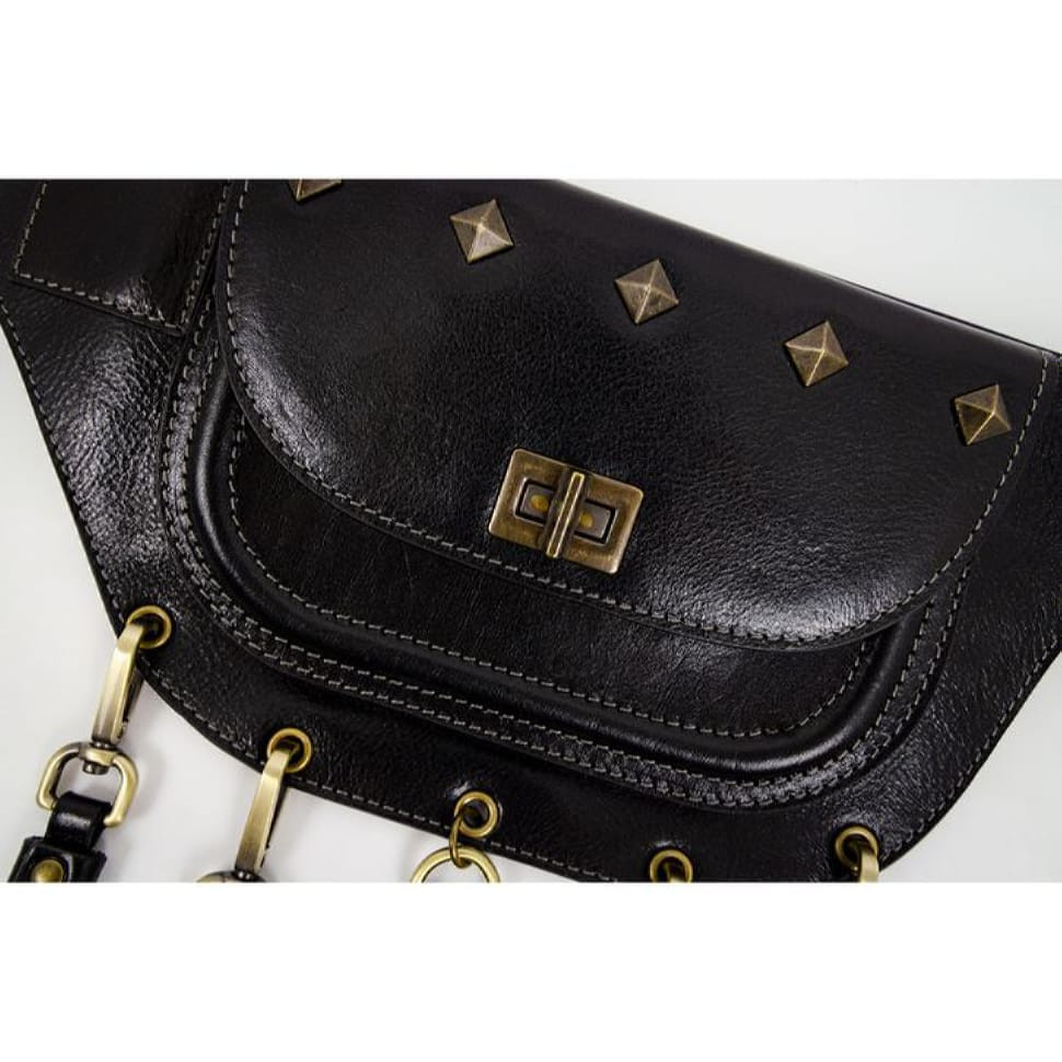 Шкіряна сумка на пояс із кристалами Сваровськи - Rebecca - чорна Time Resistance 5211101