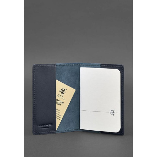 Шкіряна обкладинка для паспорта 1.3 темно-синя