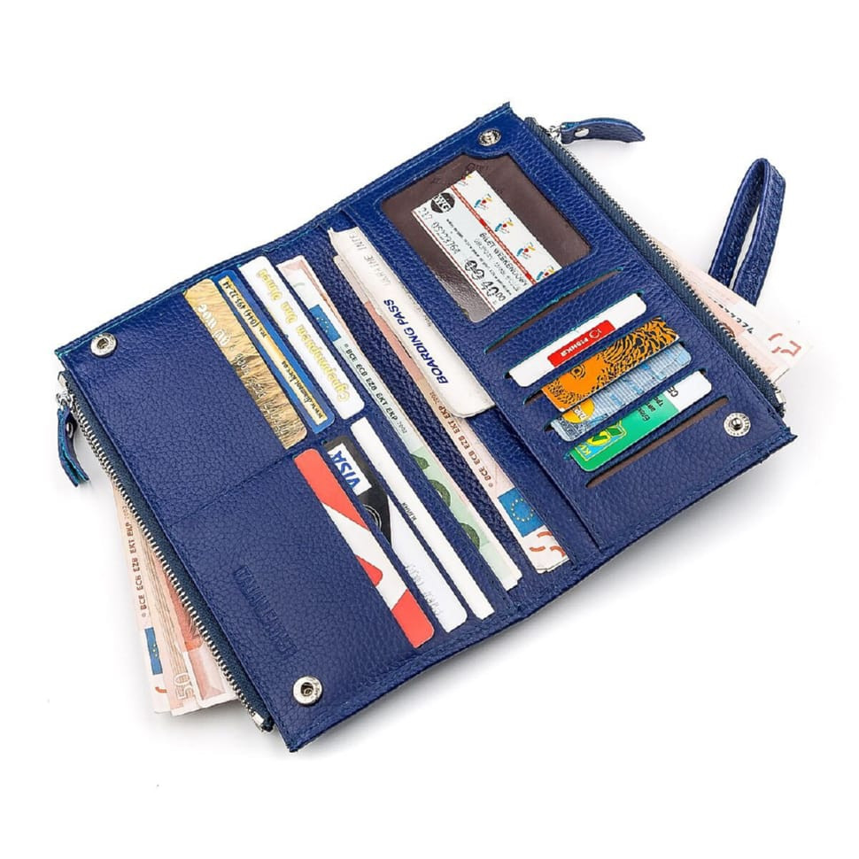 Шкіряне глянсове портмоне GRANDE PELLE 11469 Темно-коричневий