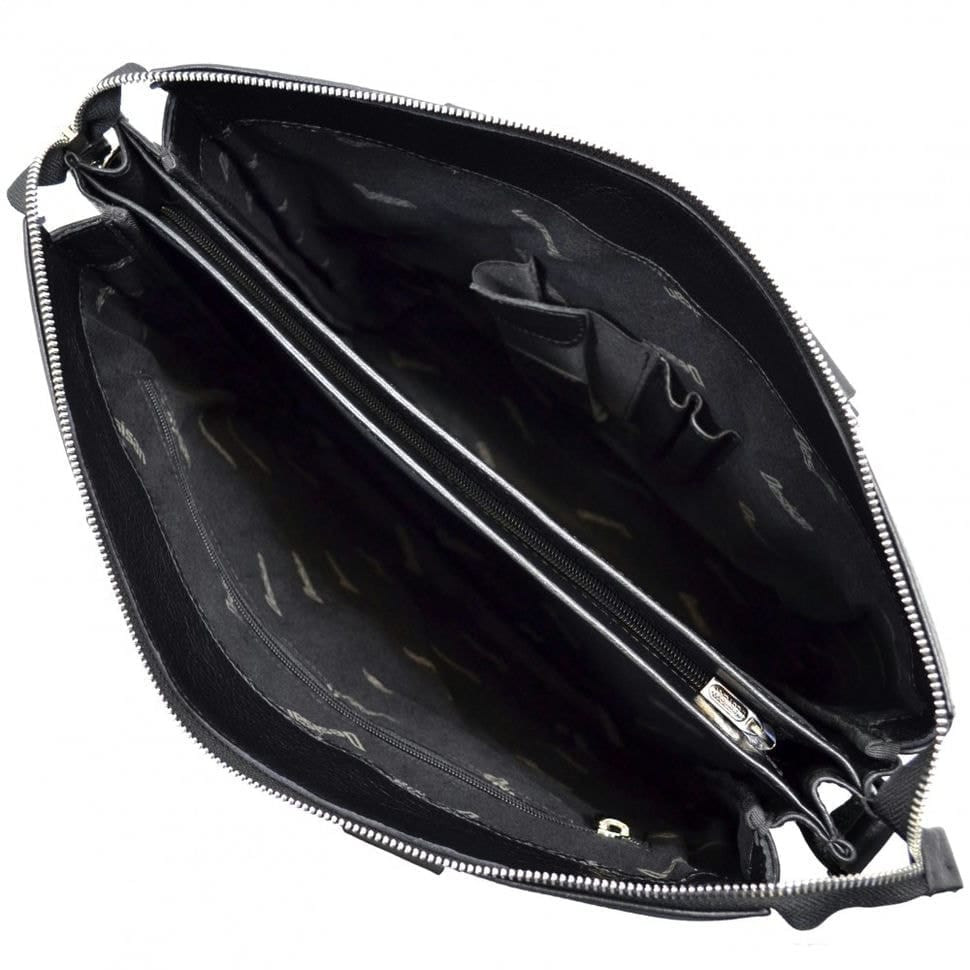 Шкіряний портфель Desisan 1341-01 чорний дрібний флотар