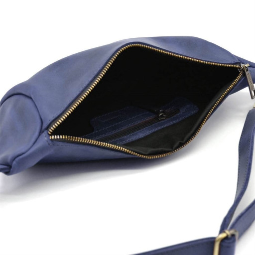 Сумка на пояс бананка синя зі шкіри Crazy Horse RK-3100-3md