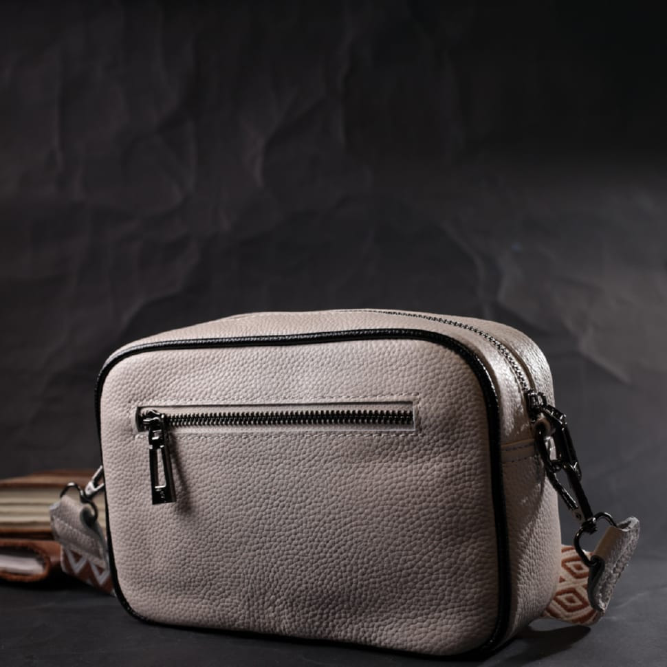 Стильная женская сумка с переплетами из натуральной кожи Vintage 22407 Белая