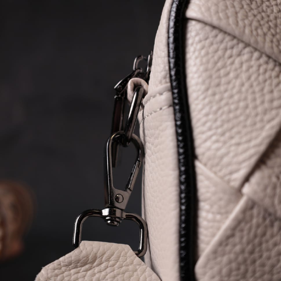 Стильная женская сумка с переплетами из натуральной кожи Vintage 22407 Белая