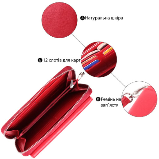 Симпатичний гаманець-клатч із ручкою для носіння в руці з натуральної шкіри ST Leather 22530 Червоний