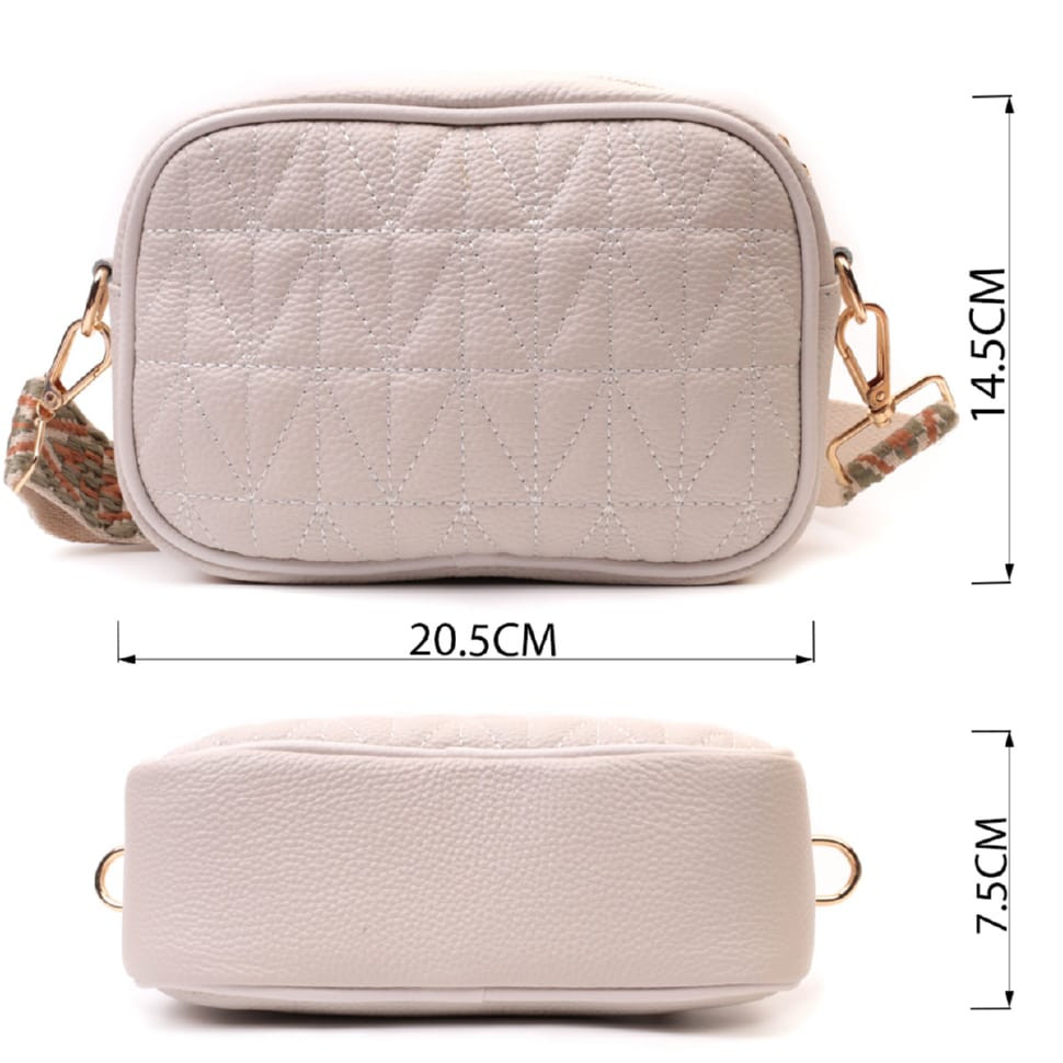 Стильная стеганая женская сумка из натуральной кожи Vintage 22611 Белый