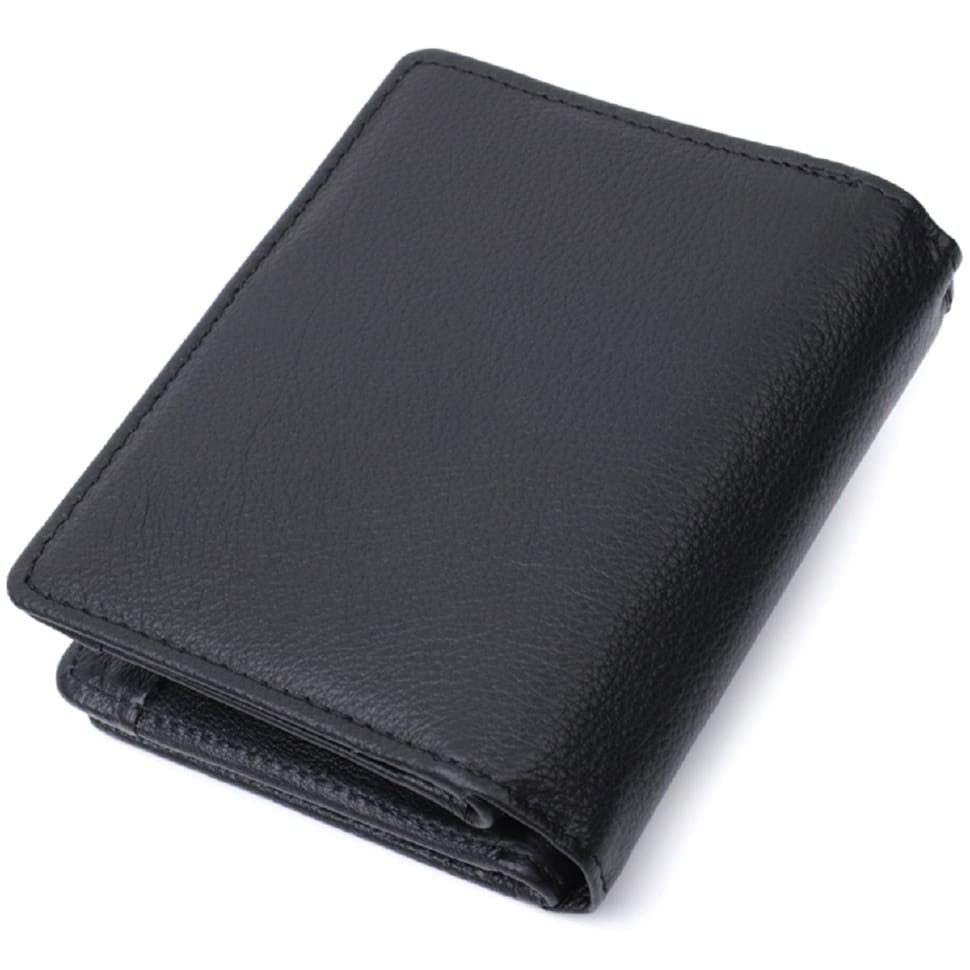 Женский кошелек с монетницей и блоком для пропусков из натуральной кожи ST Leather 22713 Черный