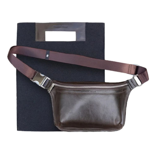 Шкіряна сумка напоясна Grande Pelle 743620 коричнева