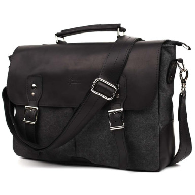 Чоловіча сумка портфель з canvas і кінської шкіри TARWA RAG-3960-3md