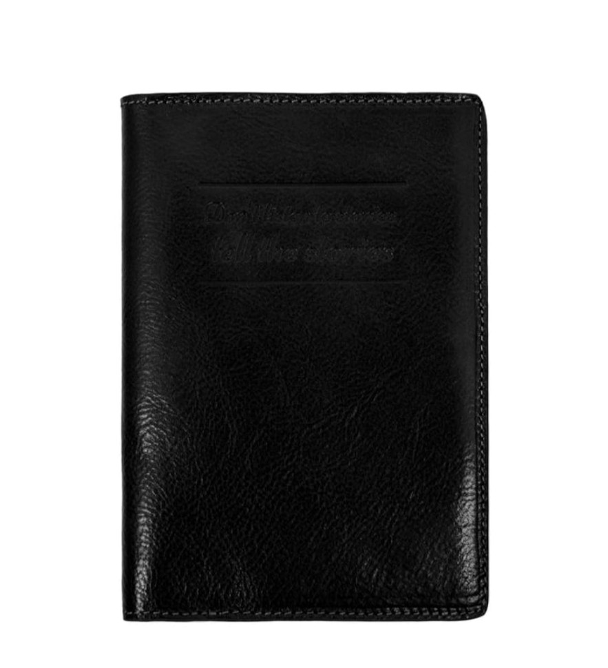 Large Leather Passport Holder for Women - Gulliver's Travels -  Black color -  Time Resistance 5200701W