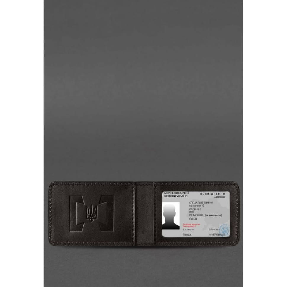 Кожаная обложка для удостоверения БЭБ (Бюро экономической безопасности Украины) Темно-коричневая