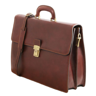 Leather briefcase 2 compartments Tuscany Leather PARMA TL141350 