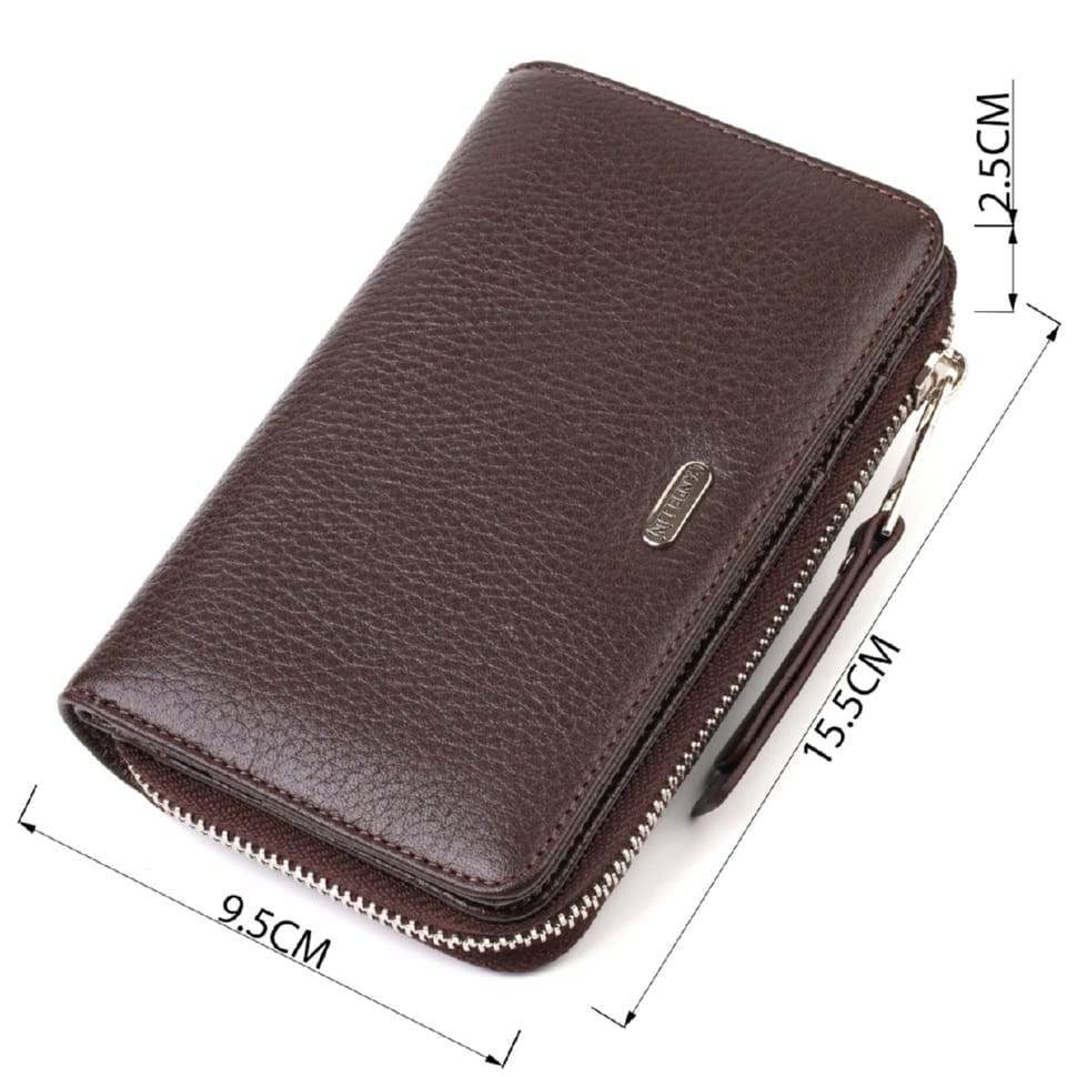 Практичне жіноче портмоне середнього розміру з натуральної шкіри CANPELLINI 21910 Коричневе