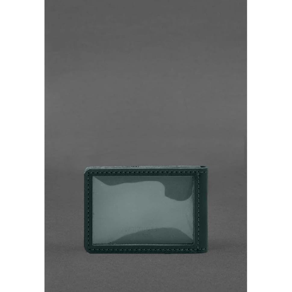 Шкіряна обкладинка для посвідчення державної митної служби (ДМС) Зелена