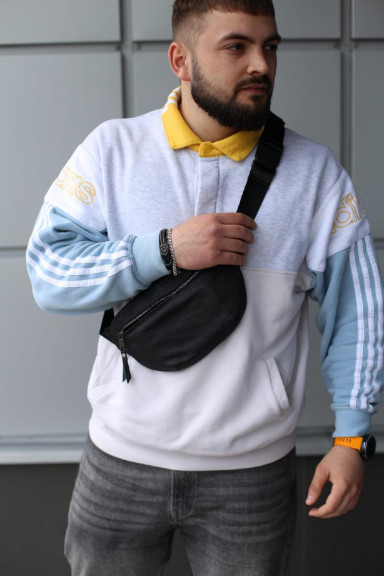 Genuine leather fanny pack, leather waist bag SKILL Line (black)