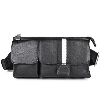 Belt bag, clutch for men JD3018A calfskin, black