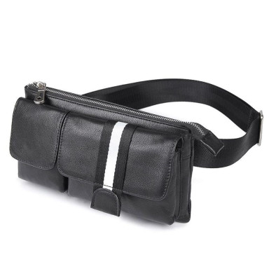 Belt bag, clutch for men JD3018A calfskin, black