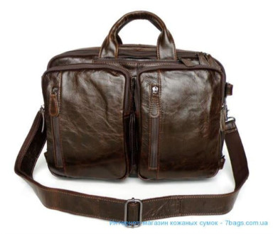 Leather transformer bag: backpack, brief, bag 7014Q-1