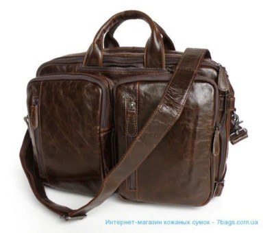Leather transformer bag: backpack, brief, bag 7014Q-1