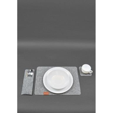 Felt table setting set for 1 person light brown