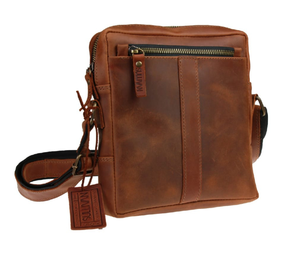 Men's leather shoulder bag SULLIVAN 354148(27) light brown
