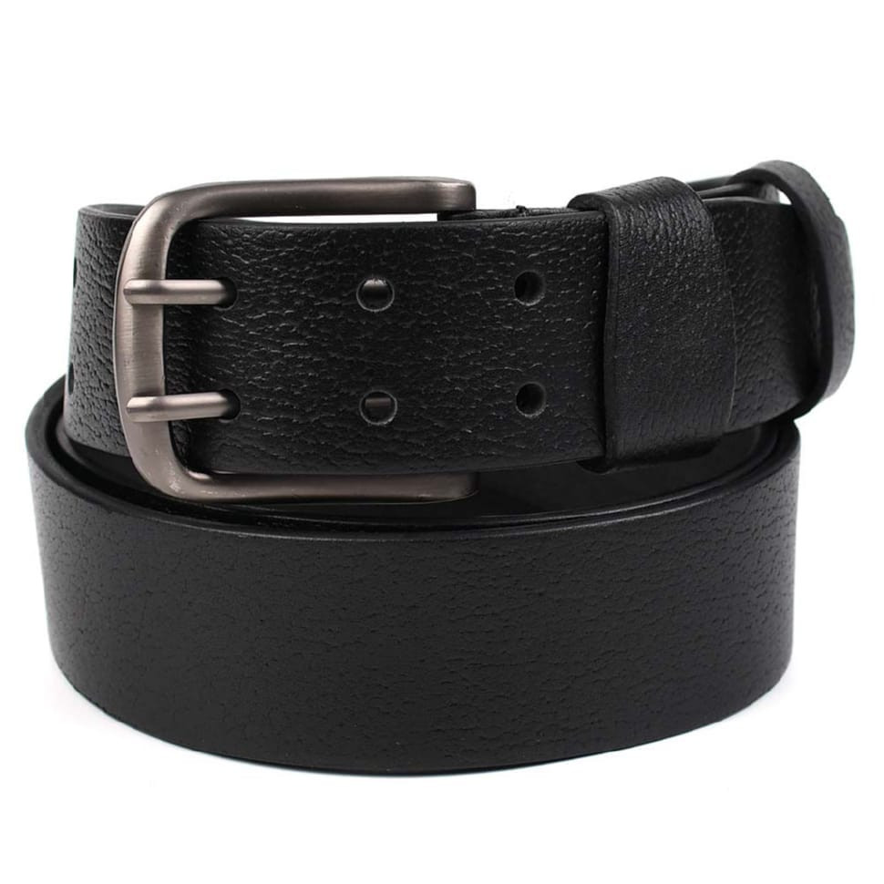 Buffalo leather belt with two tongues LIMARY Lim-249A 40mm black