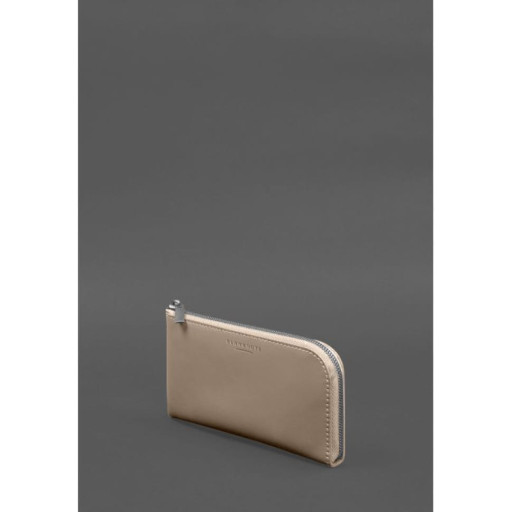 Шкіряний портмоне-купюрник на блискавці 14.1 світло-бежевий