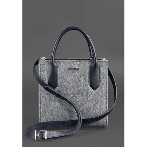 Фетрова жіноча сумка-кроссбоді Blackwood зі шкіряними синіми вставками