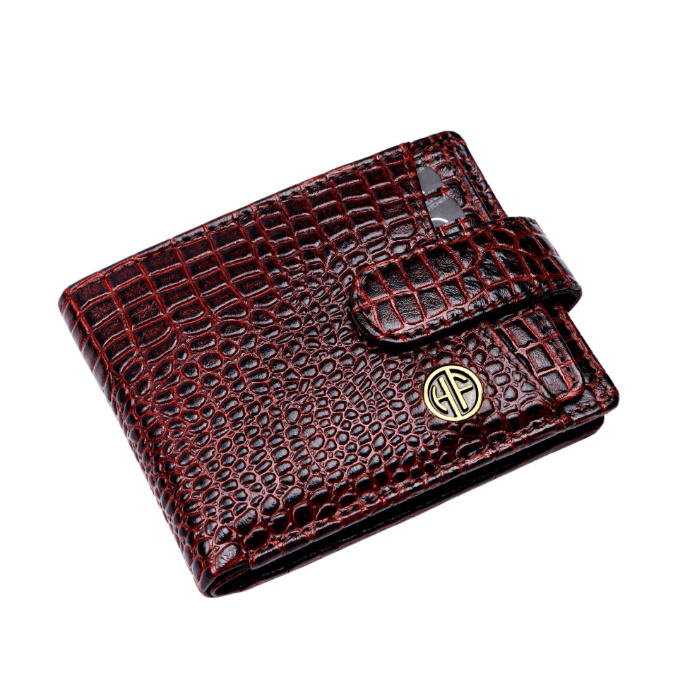 Чоловічий шкіряний гаманець Hammonds Flycatcher HF502 Croco Brown (Коричневий)