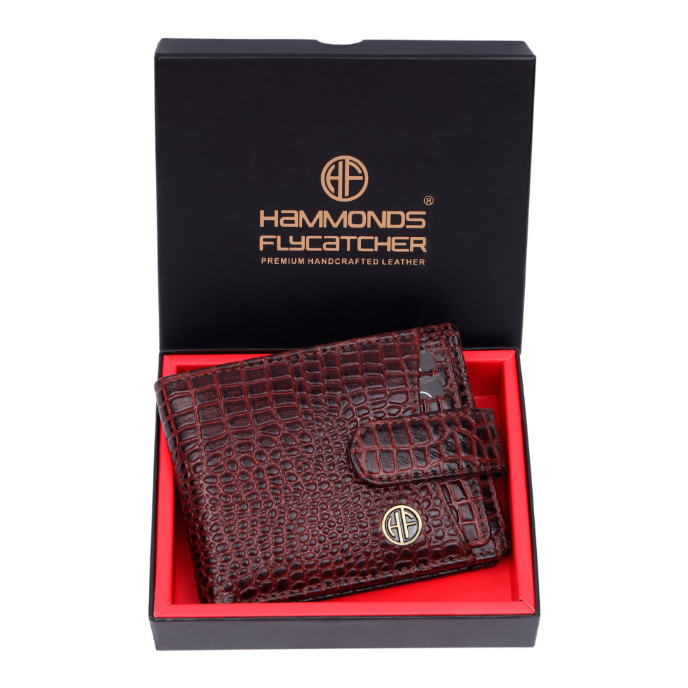 Чоловічий шкіряний гаманець Hammonds Flycatcher HF502 Croco Brown (Коричневий)