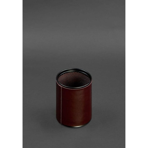 Склянка для ручок у шкіряному чохлі бордовий краст