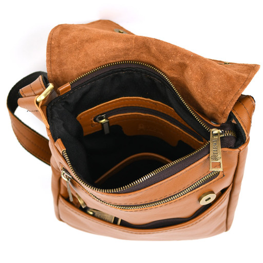 Чоловіча шкіряна сумка через плече GB-1302-3md TARWA коньячна Наппа