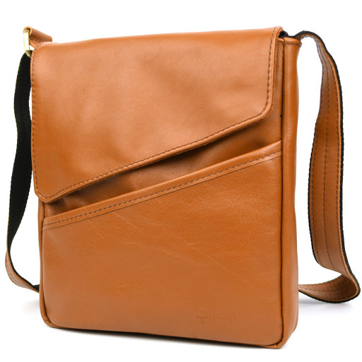 Чоловіча шкіряна сумка через плече GB-1302-3md TARWA коньячна Наппа